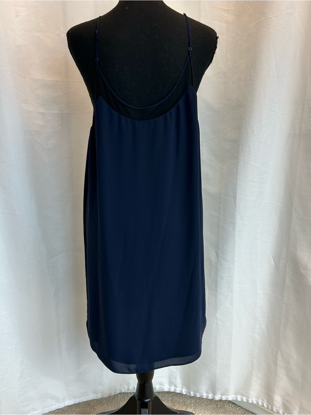 Aritzia Babaton Navy Blue black Mesh Slip Dress L Sleeveless Sheer Overlay NWOT - Picture 6 of 14